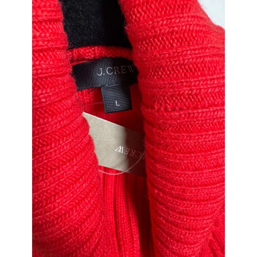 NEW J.Crew Red Cable Knit Turtleneck Sweater Dress Size Large Wool Blend Holiday